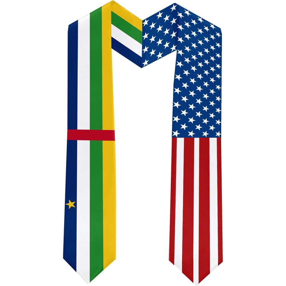 7640 2025 the Central African Republic Flag and USA Flag Graduation Stole